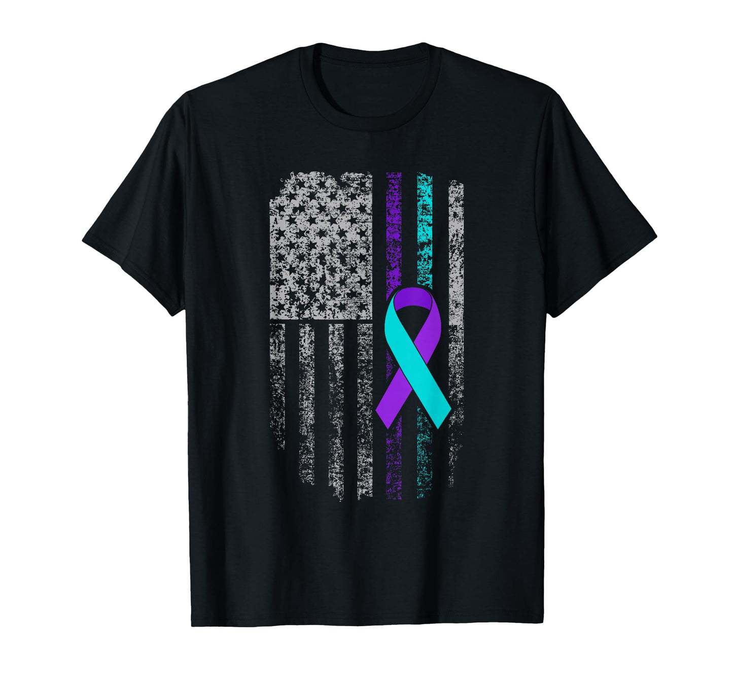 Suicide Prevention Awareness American Flag Ribbon Support T-Shirt