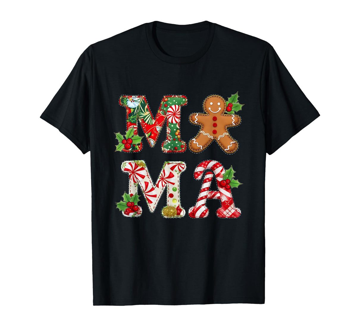 Mama Christmas Gingerbread Holiday Festive Design T-Shirt