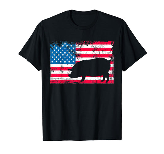 American Flag Pig Hog Shirt - State County Fair Swine Show T-Shirt