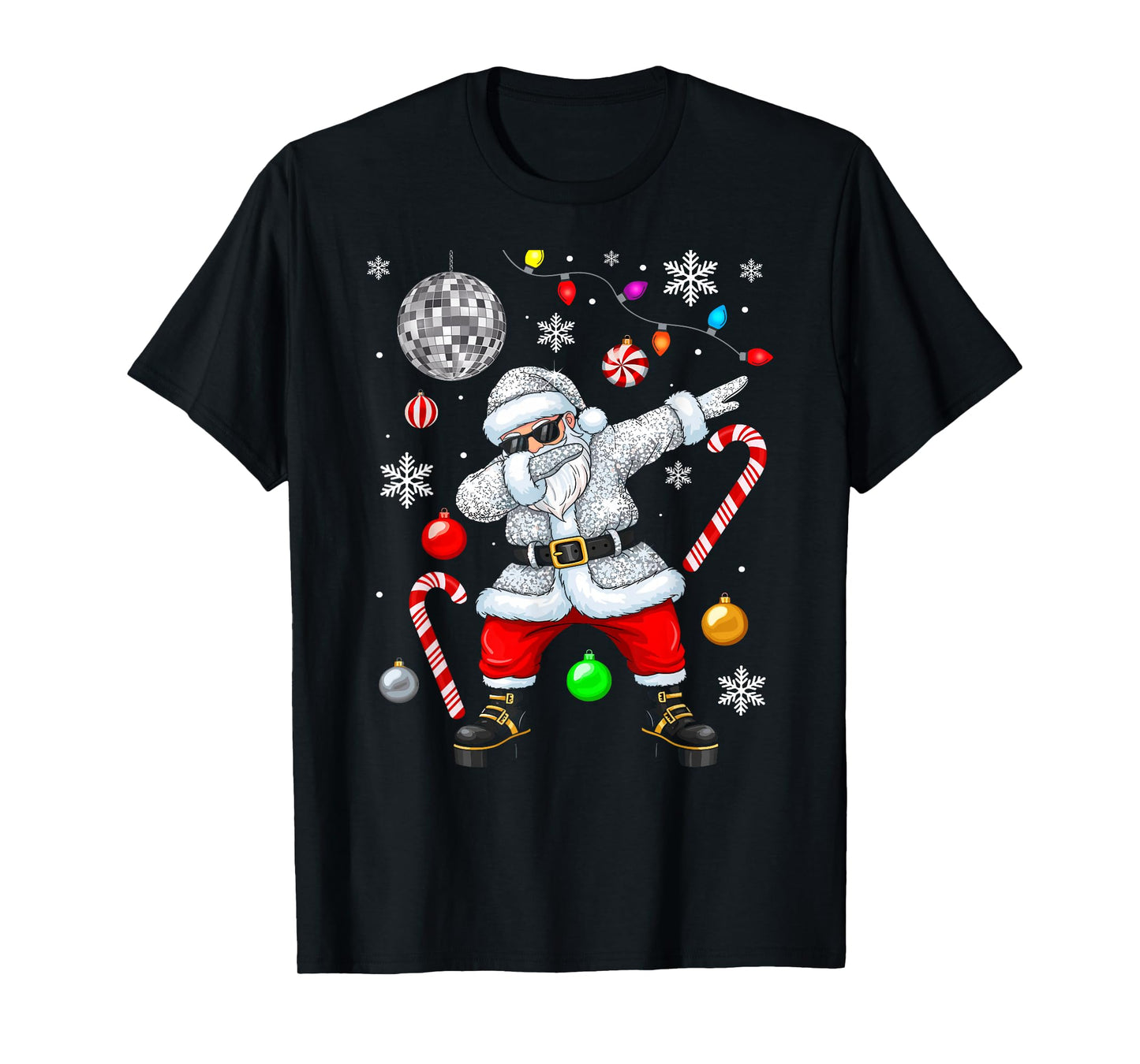 Dabbing Santa Christmas Disco Retro 70s 80s Vibes Hippie T-Shirt