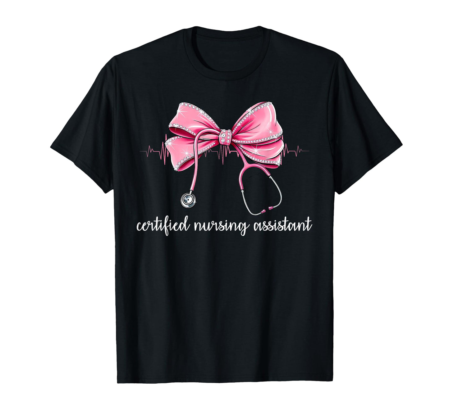 Certified Nursing Assistant CNA Stethoscope Coquette Bow T-Shirt