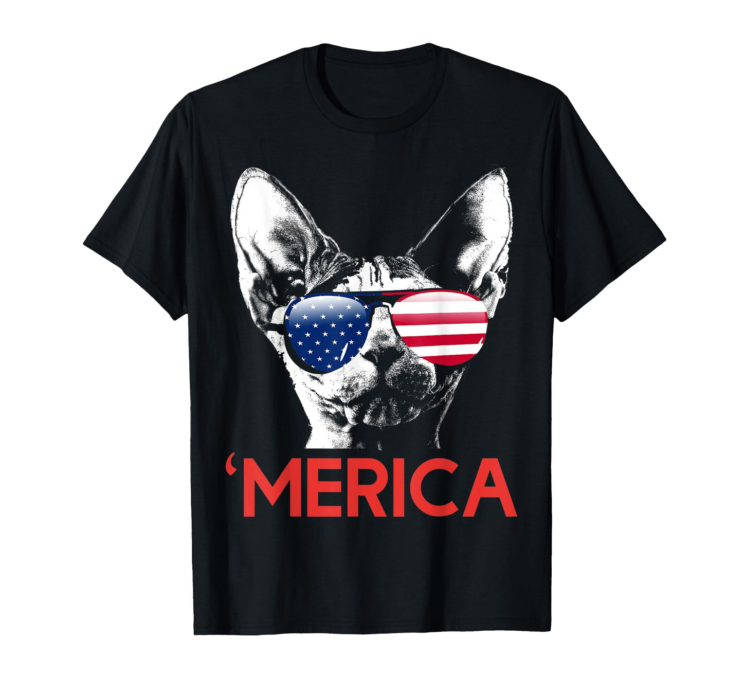 Merica Sphynx Cat American Flag 4th of July T-Shirt for Women Men