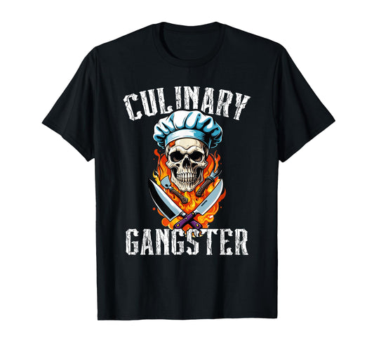 Chef Knife Skull Culinary Gangster Funny Cook T-Shirt