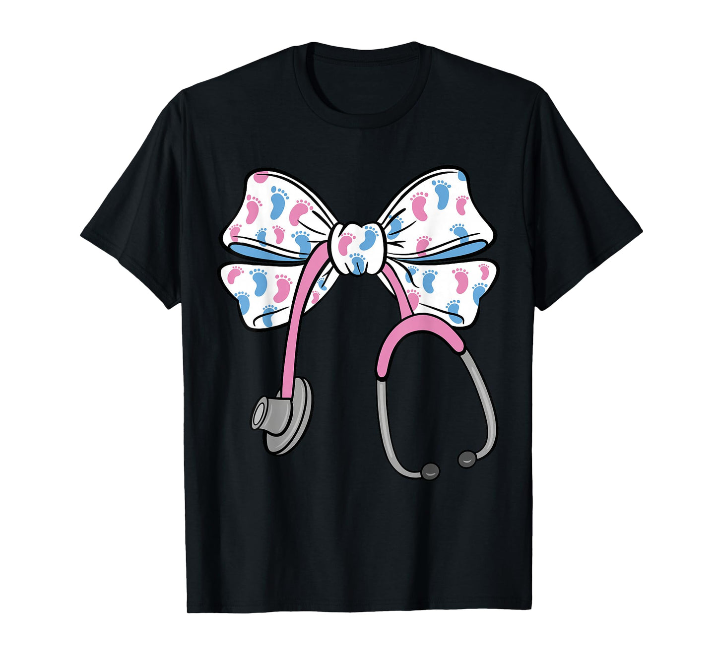 Cute Coquette Bow Stethoscope L&D Labor and Delivery Nurse T-Shirt