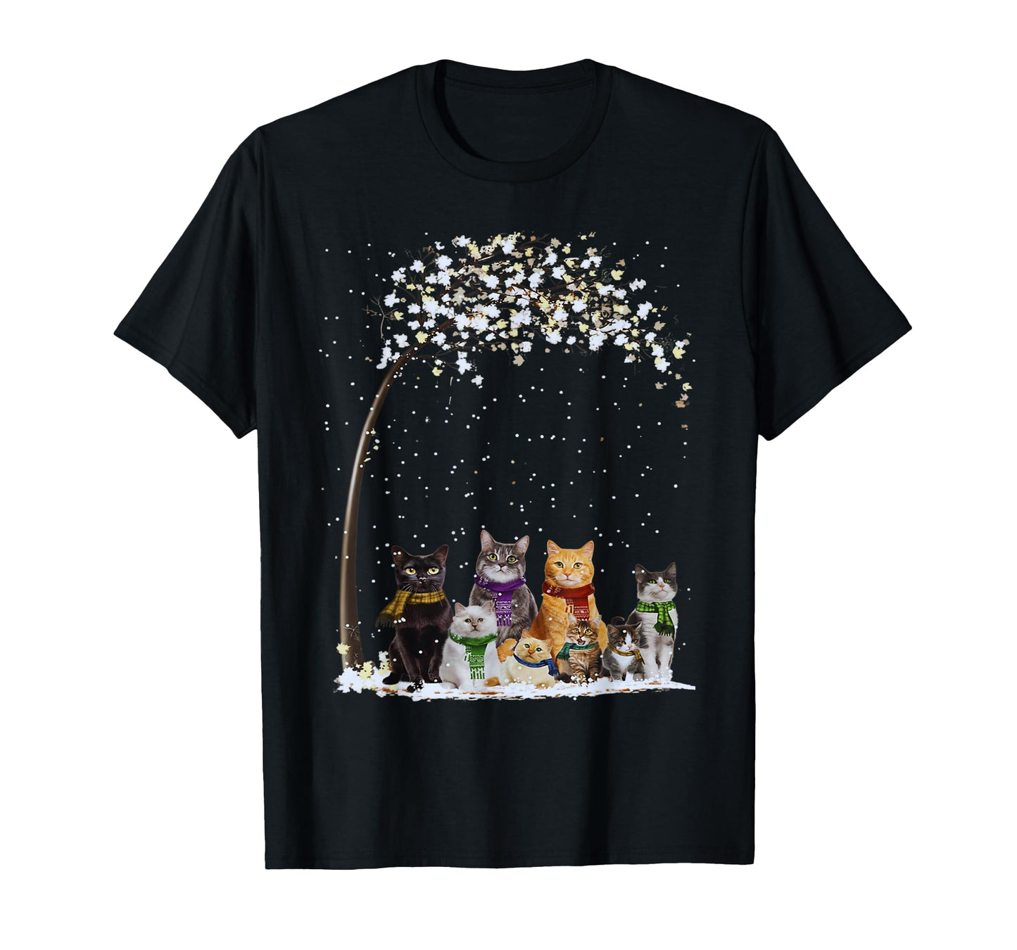 Christmas Cats Winter Tree Snow Cat Cute Kitty Scarf T-Shirt T-Shirt