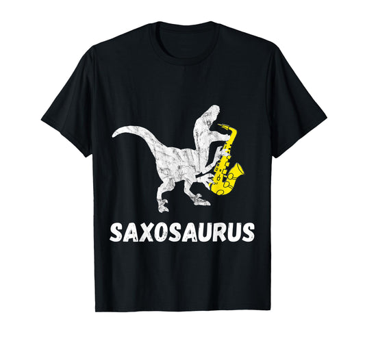 Cool Sax Saxophone Jazz Music Instrument Dinosaur Funny Saxophone T-Rex T-Shirt