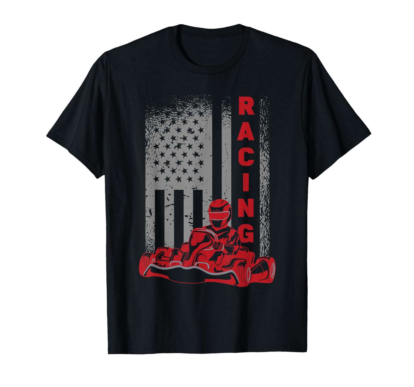 Vintage American Go Kart Racing T-Shirt with USA Flag T-Shirt