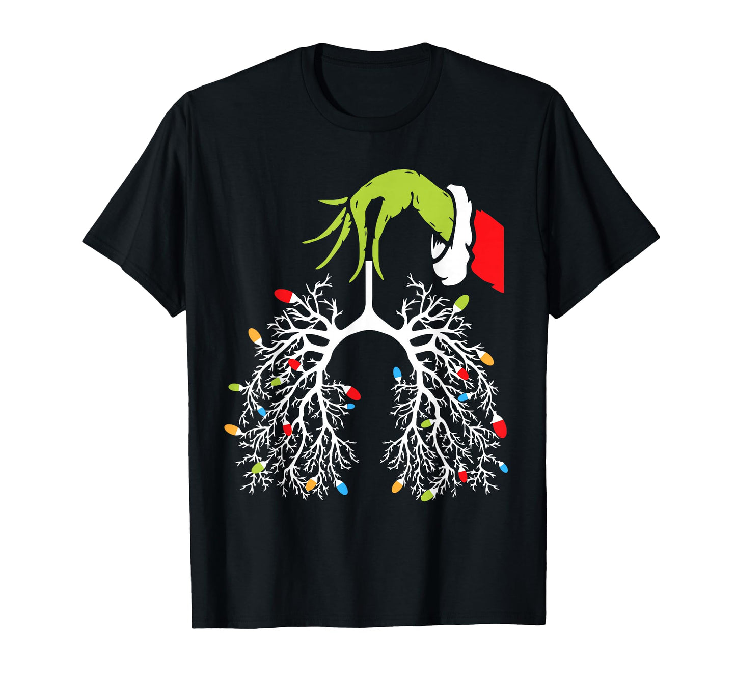 Christmas Nurse Lung Xmas Lights Funny Pulmonologist Xmas T-Shirt
