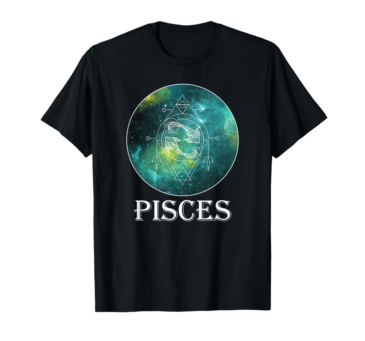 Sacred Geometry Zodiac Pisces On Celestial Universe T-Shirt