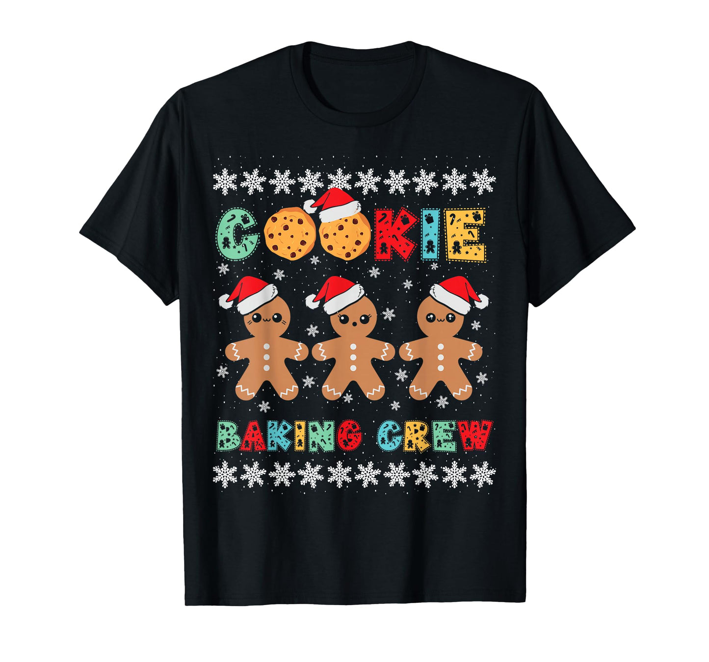 Cookie Baking Crew Gingerbread Men with Xmas Hats T-Shirt