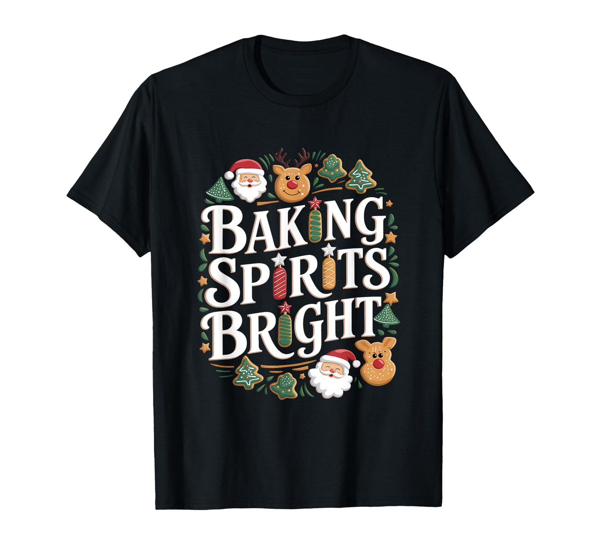 Funny Christmas Baking Spirits Bright Cookie Holiday Baker T-Shirt