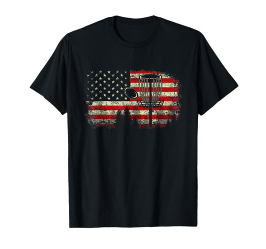 Disc Golf USA Flag Disc Golf American Flag Vintage Disc Golf T-Shirt