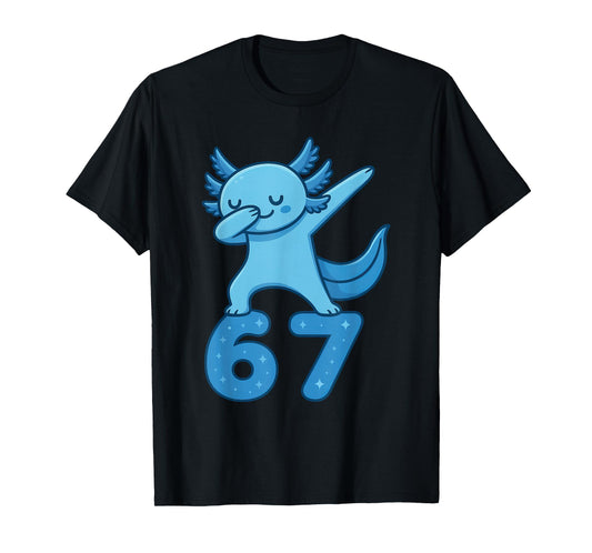 Axolotl Dabbing 67 Meme Six Seven Funny Gen Alpha T-Shirt