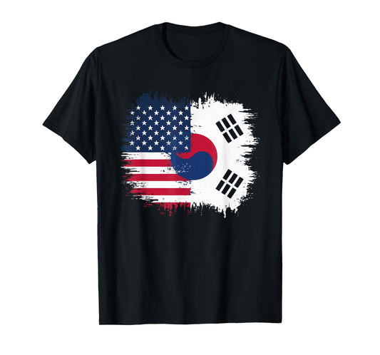 Half American Half Korean USA Flag South Korea America T-Shirt