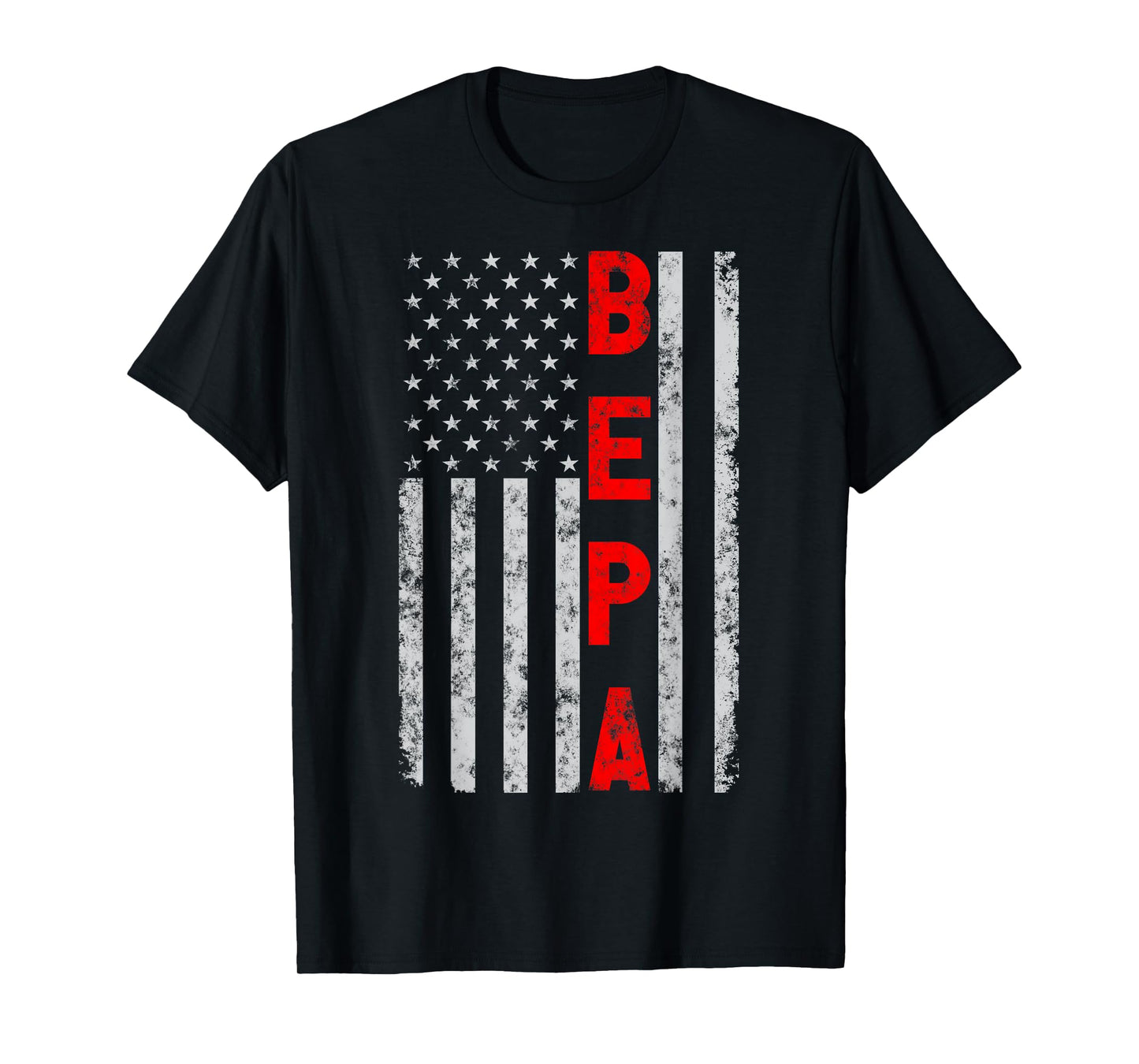 Bepa Vintage Patriotic Fathers Day Distressed American Flag T-Shirt
