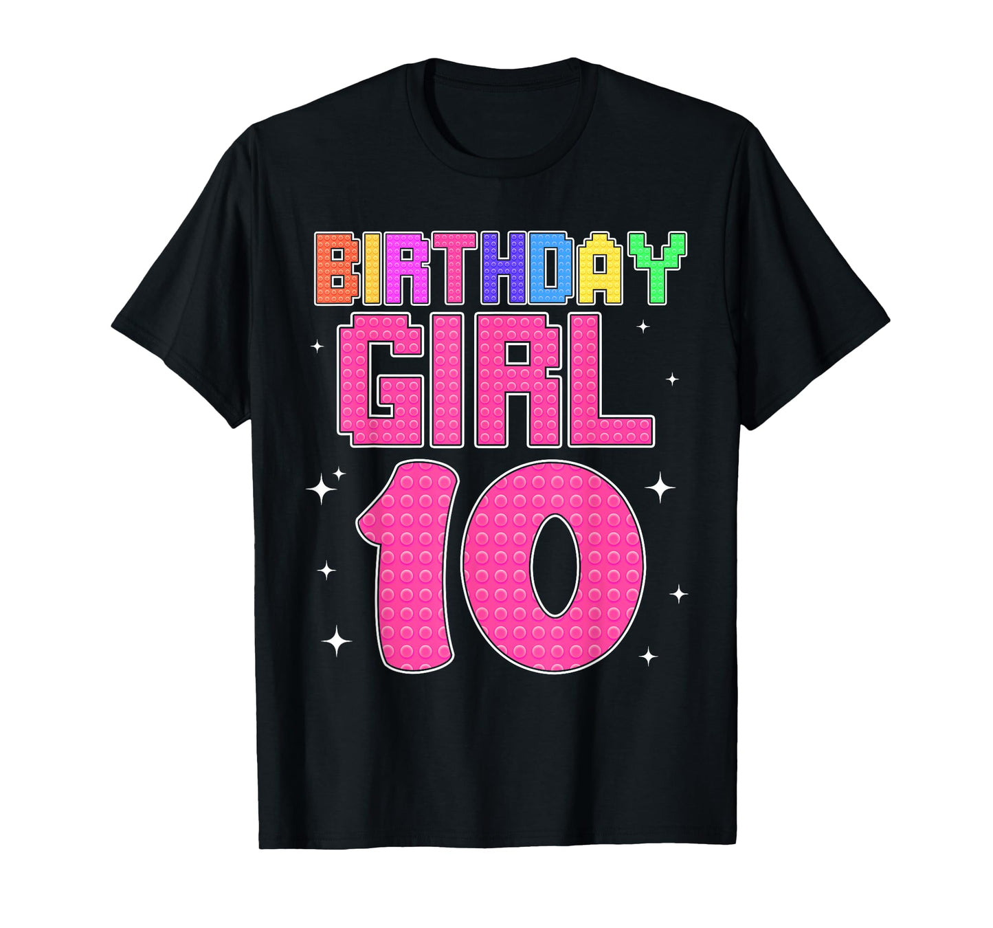 10th Birthday Girl Master Builder 10 Year Old Block Building T-Shirt