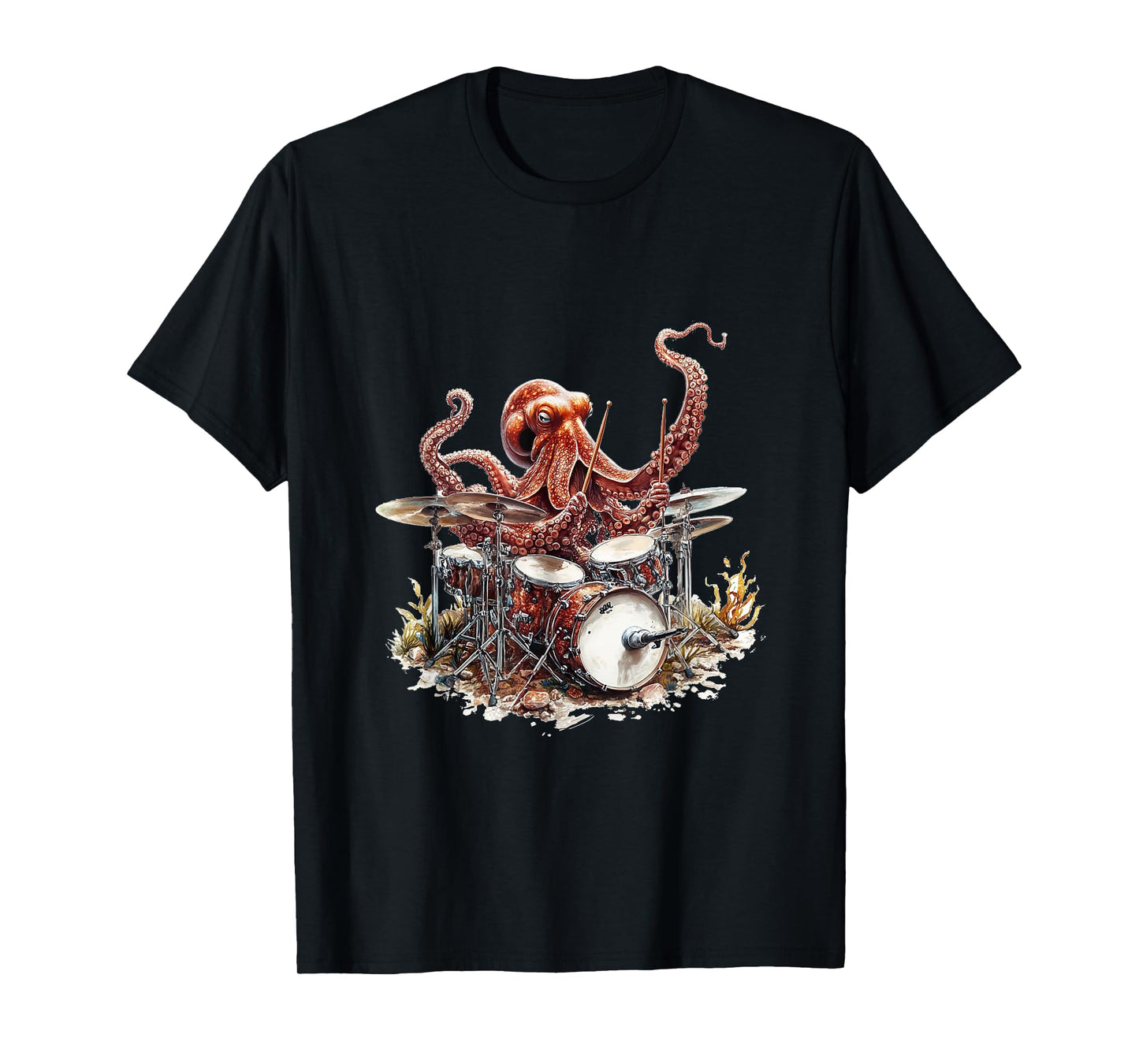 Octopus Playing Drums Sea Music Fun T-Shirt