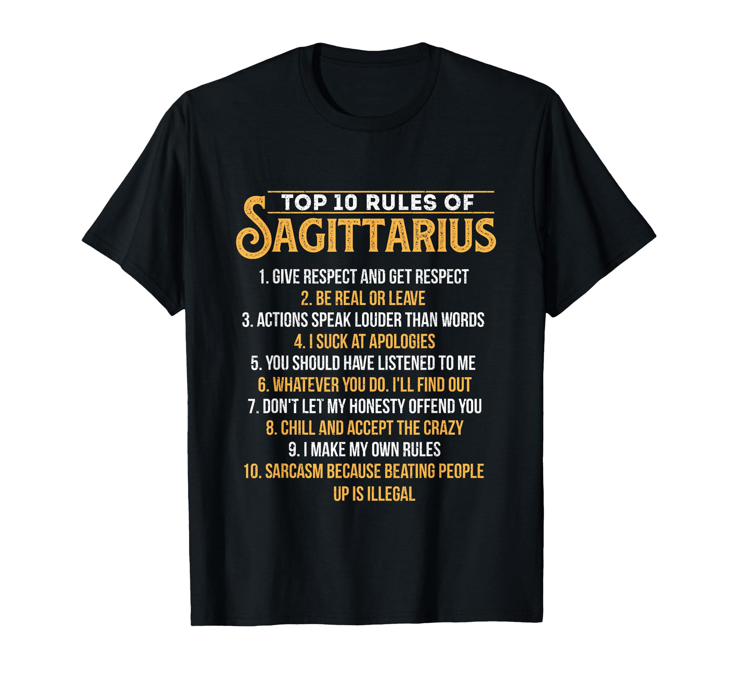 Top 10 Rules of Sagittarius - Zodiac Sign Birthday Horoscope T-Shirt