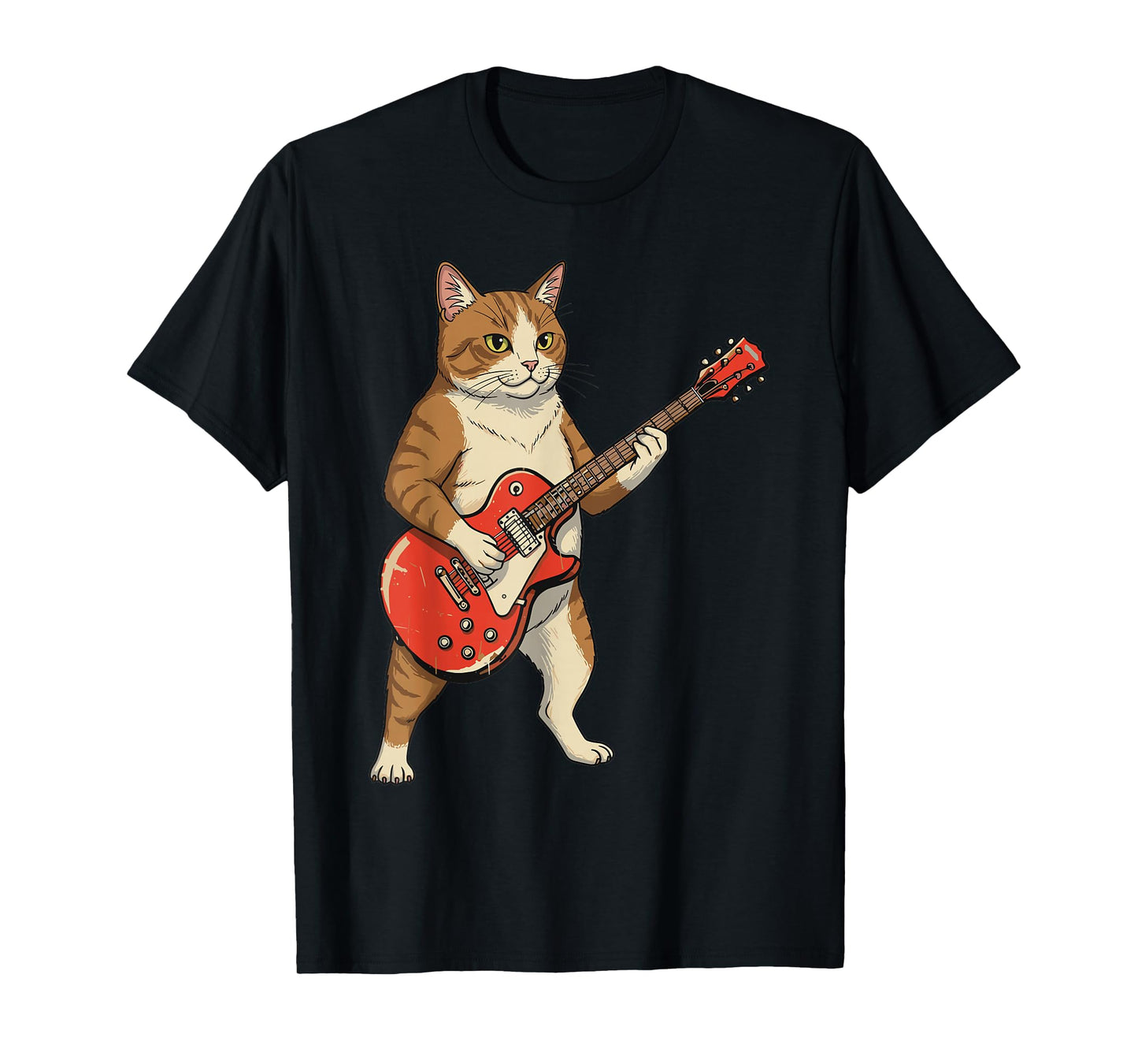 Guitar Cat Rock Music Funny Animal Lover Men Women Kids T-Shirt