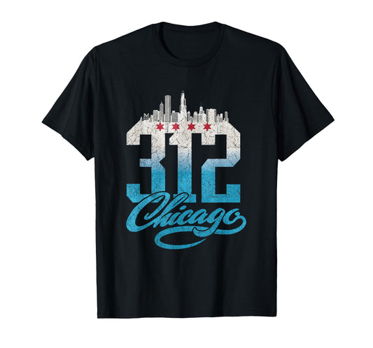 Chicago City Flag T-shirt Illinois Windy City Retro USA Tee T-Shirt