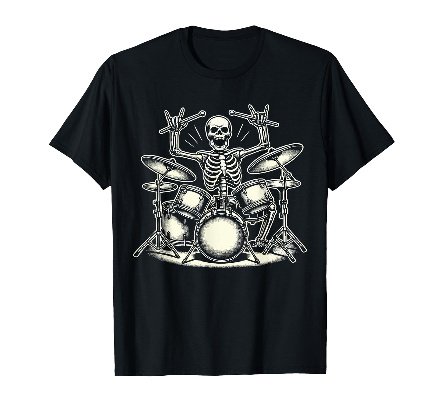 Skeleton Drummer Halloween Rock N Roll Drumming Music Lovers T-Shirt
