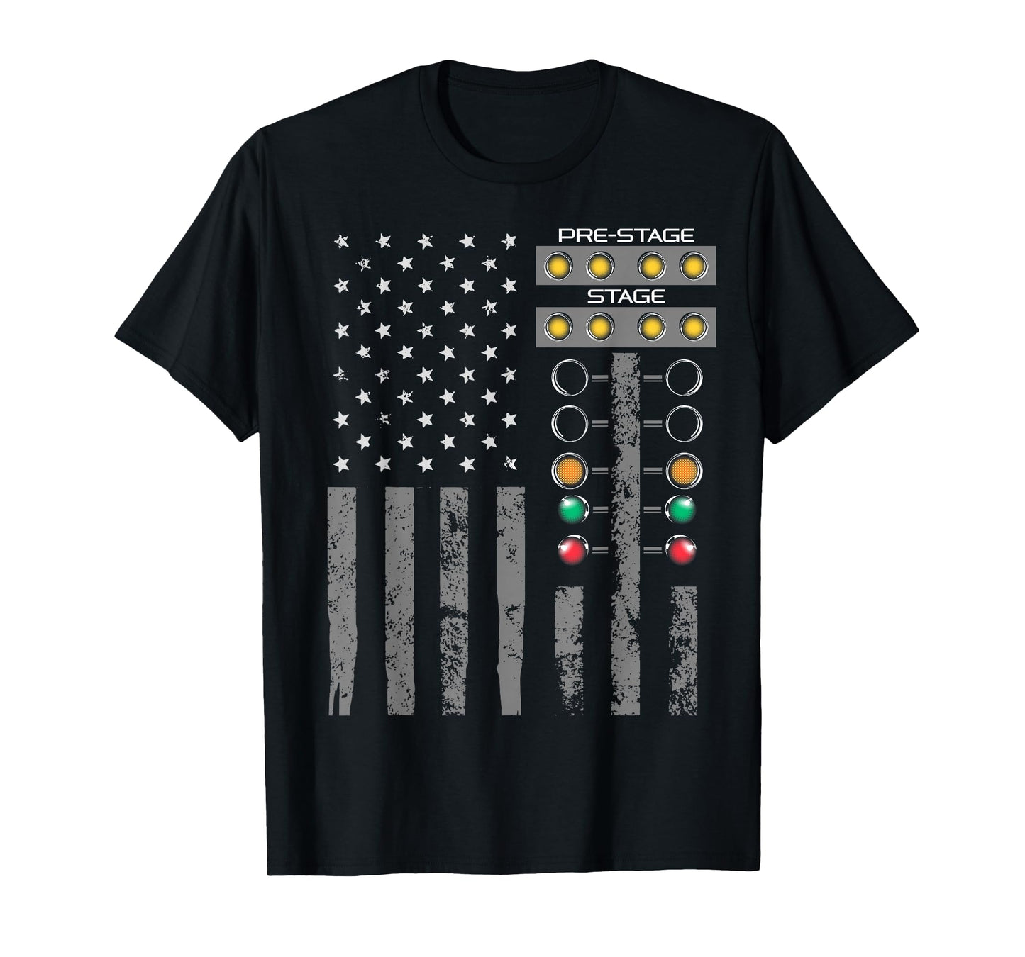 American Flag Drag Strip Auto Tree Light for Racecar Driver T-Shirt
