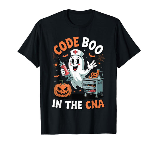 Code Boo in The CNA Funny Medical Halloween CNA Nurse T-Shirt