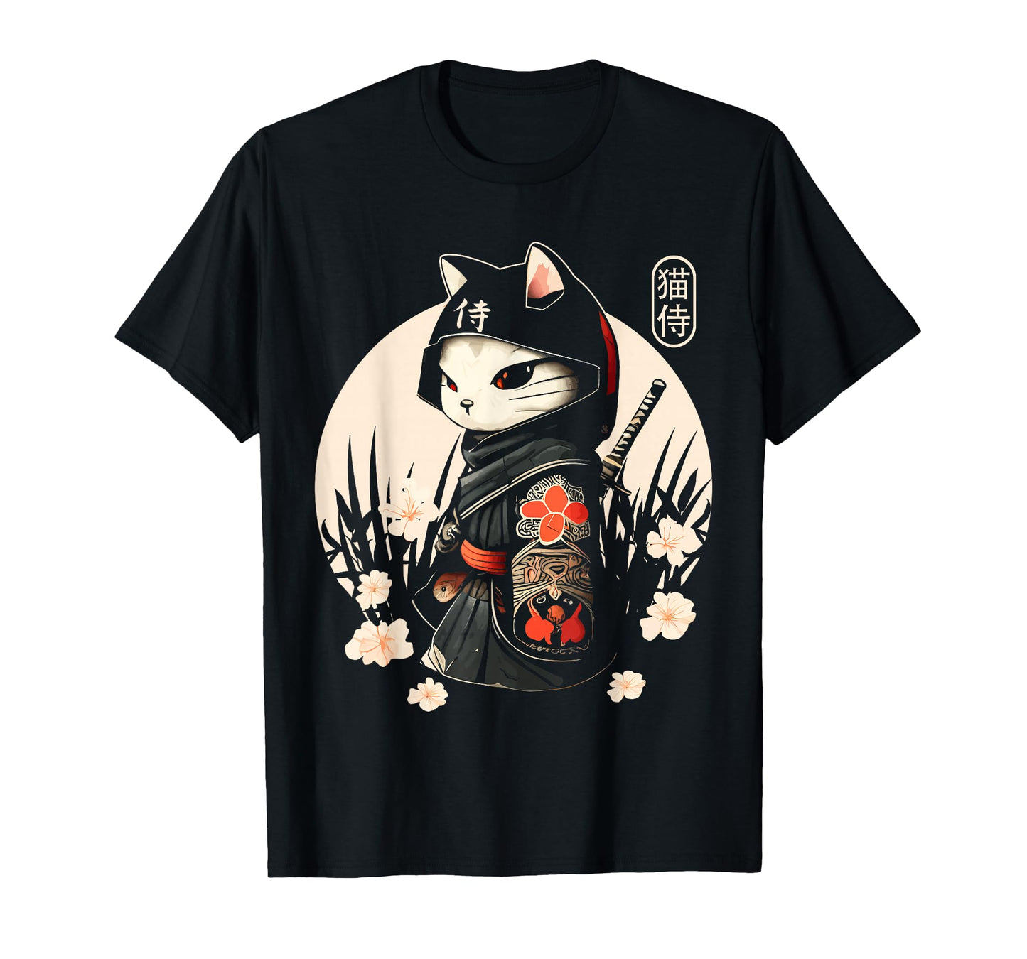 Japanese Samurai Cat Tattoo, Kawaii Ninja Cat T-Shirt