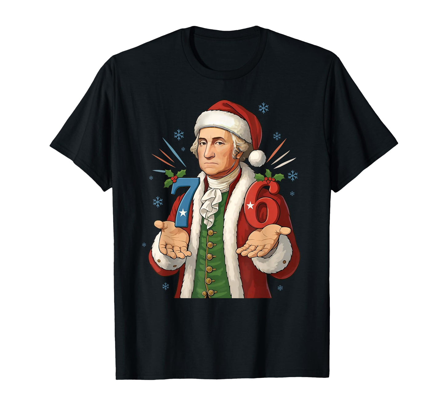 Funny 7-6 6-7 George Washington Santa 67 Meme Christmas T-Shirt