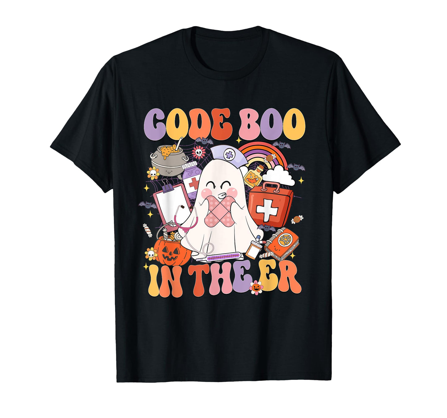 Code Boo In The ER Emergency Room Nurse Boo Halloween T-Shirt