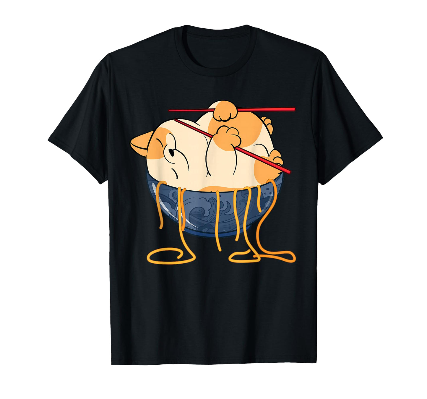 Cute Anime Merch Cat Design Japanese Ramen Noodle Clothes- T-Shirt