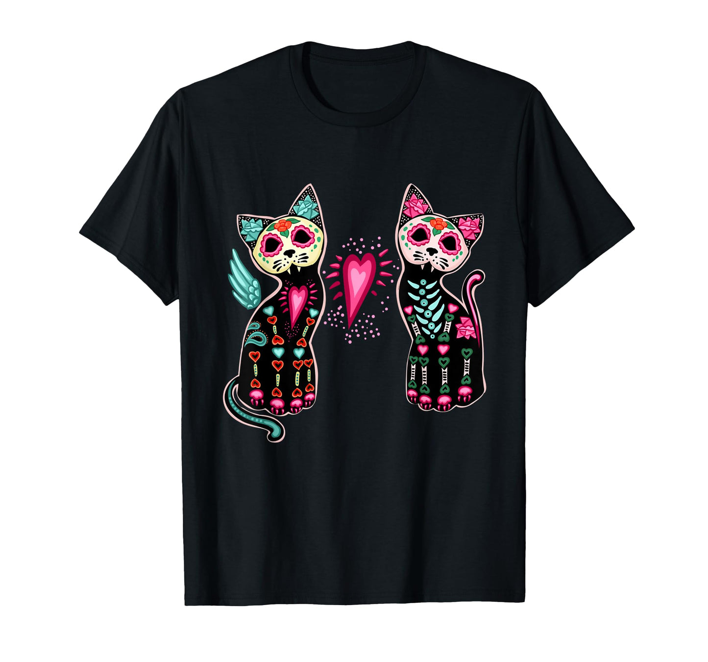 Day of the Dead Cats Shirt Cat Lovers Dia De Los Muertos T-Shirt
