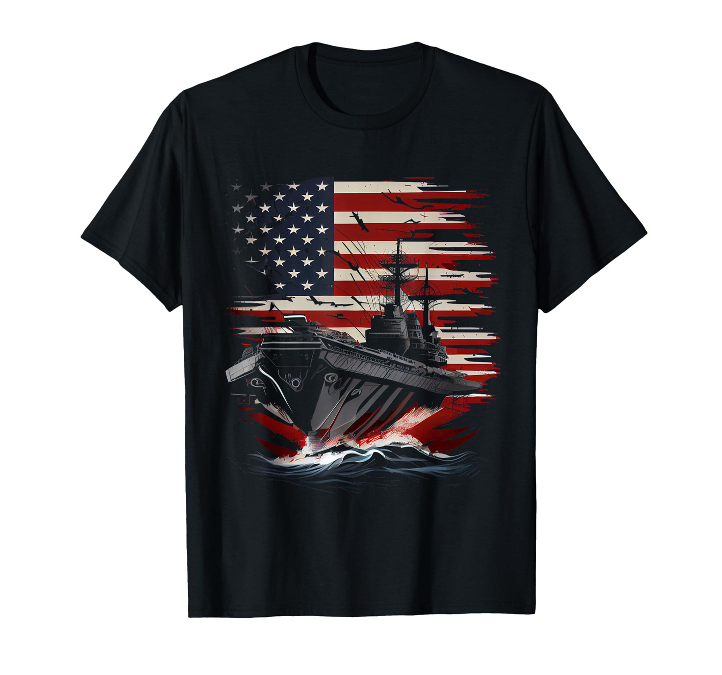 US American Flag Aircraft Carrier Gift T-Shirt