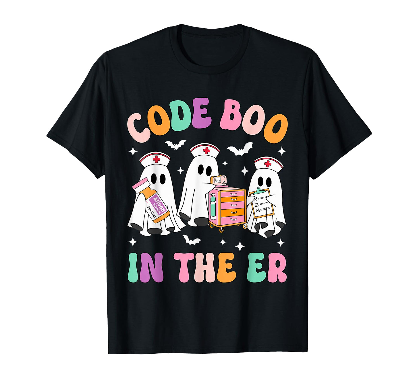 Code Boo In The ER Nurse Ghost Halloween Costume Nursing T-Shirt