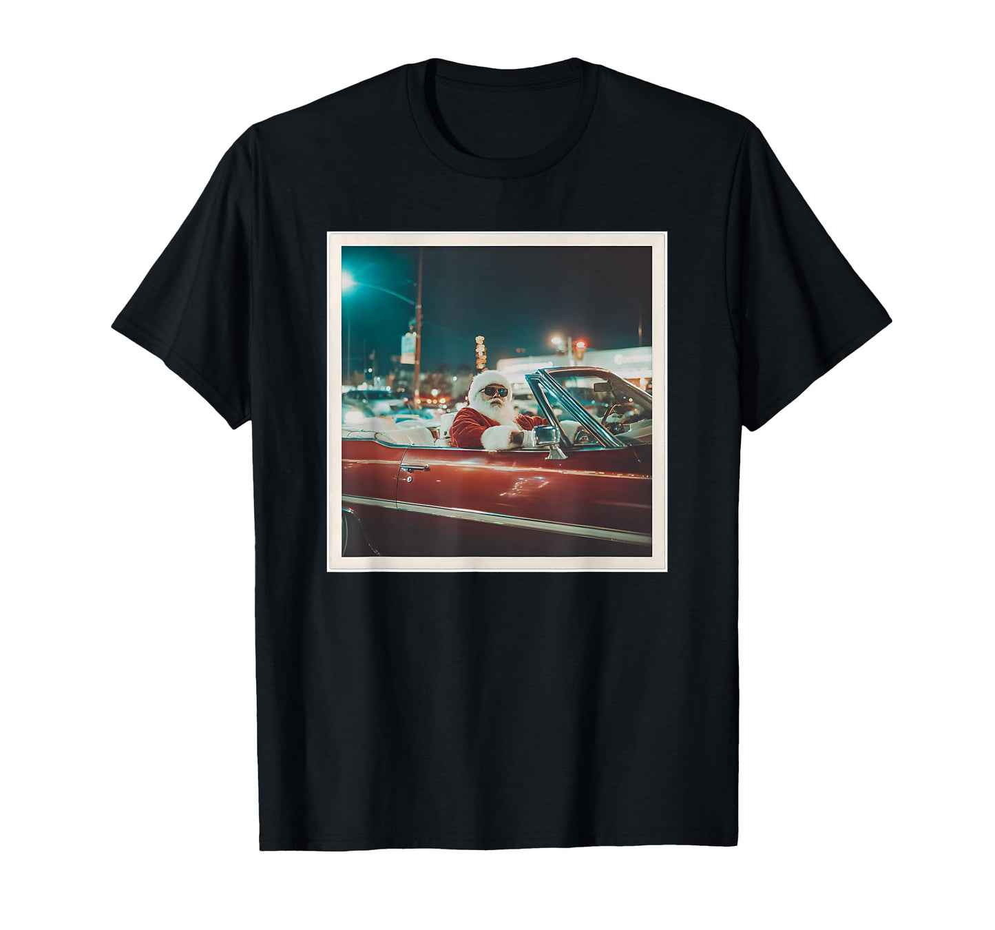 Santa Driving Convertible Car Cool Christmas T-Shirt