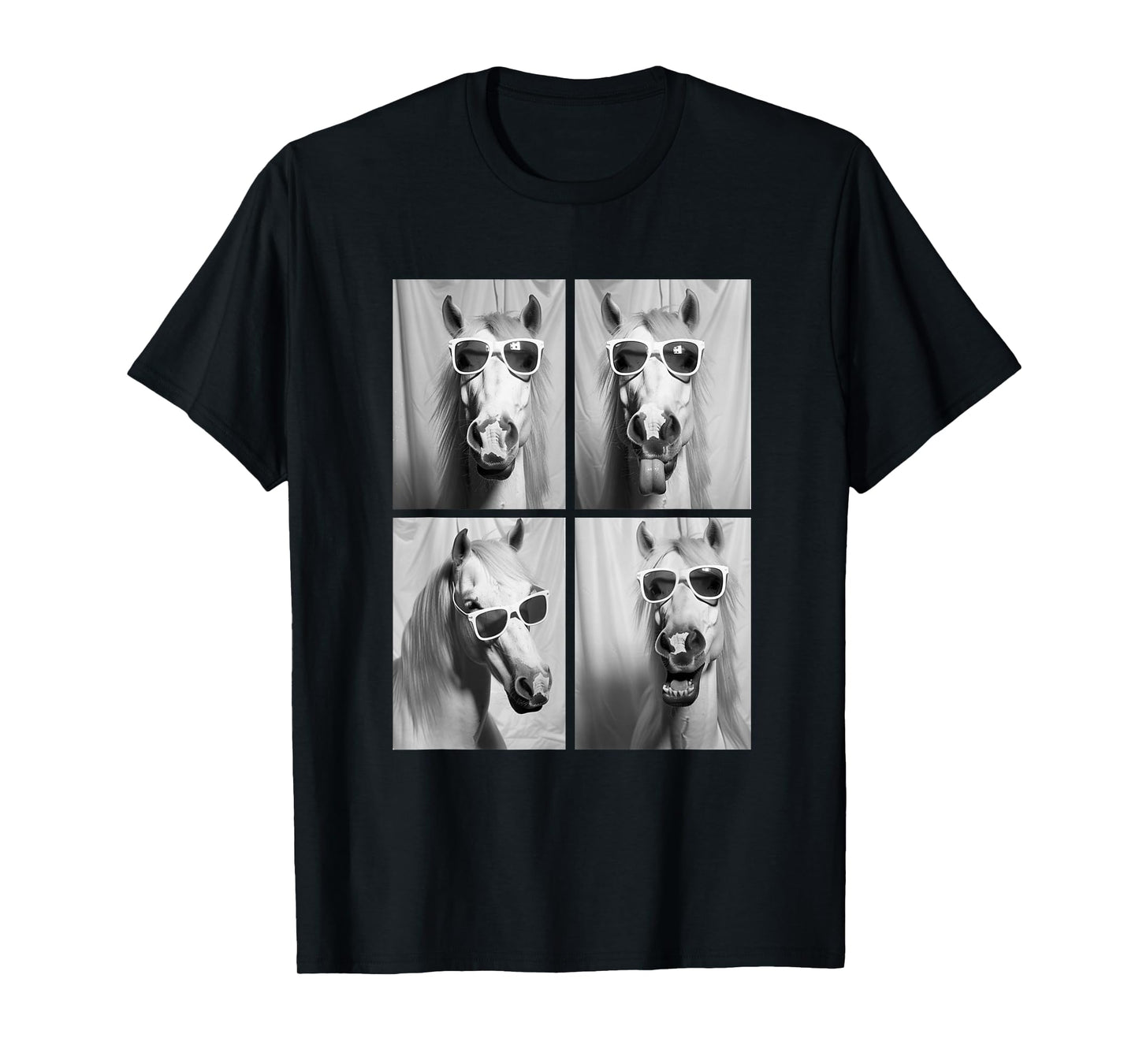 Cute Horses with Sunglasses Hipster Photo Booth Memes T-Shirt