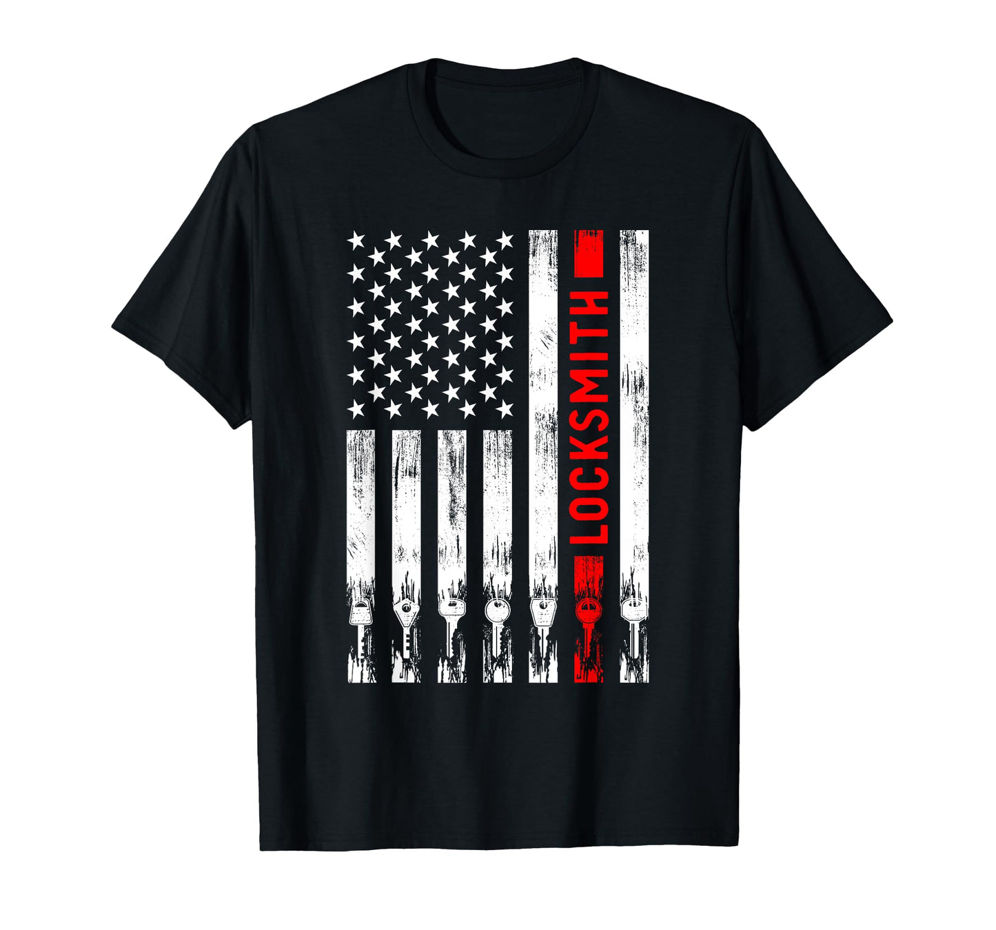 Cool Locksmith Art For Men Women American Flag Lock Picker T-Shirt