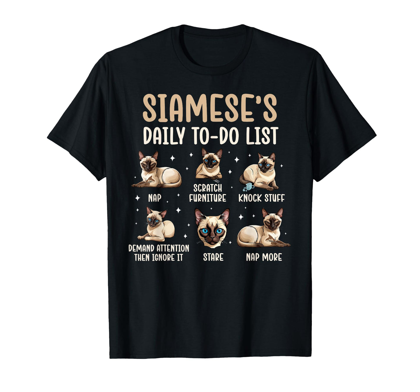 Siamese's Daily to Do List Siamese Owner Siamese Cat Lover T-Shirt