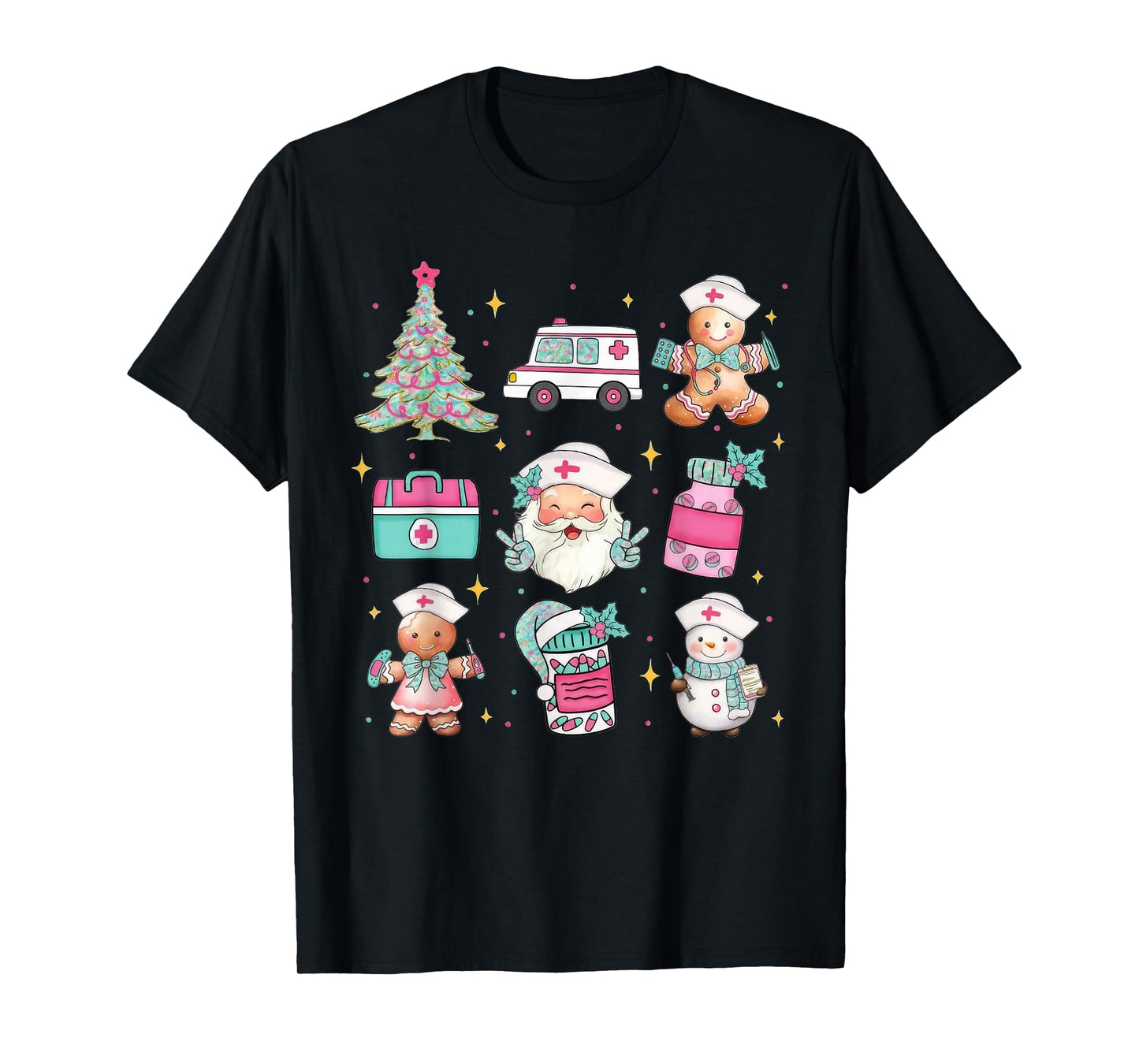 Cute Nurse Christmas Tree Santa Medical Themed T-Shirt