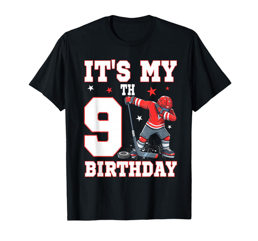It's My 9th Birthday Boy Ice Hockey Dabbing 9 Year Old T-Shirt