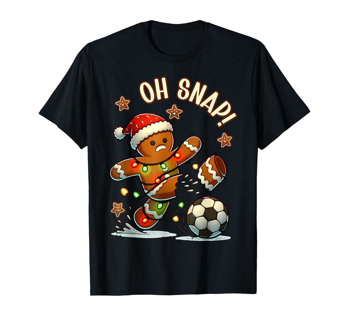 Oh Snap Gingerbread Soccer Xmas Light Holiday T-Shirt