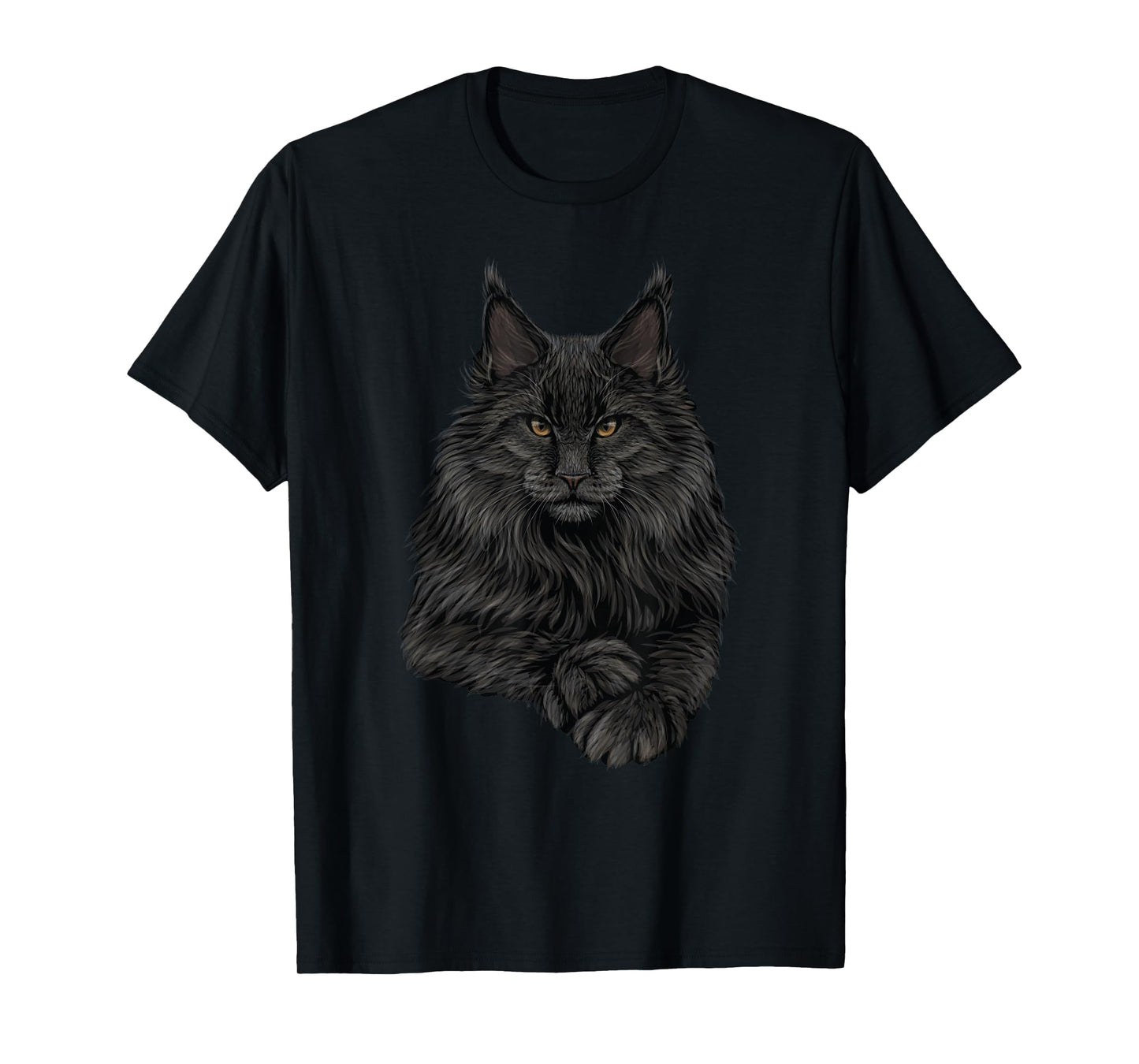 Realistic Cute Maine Coon cat Sitting for Lovers Animals T-Shirt