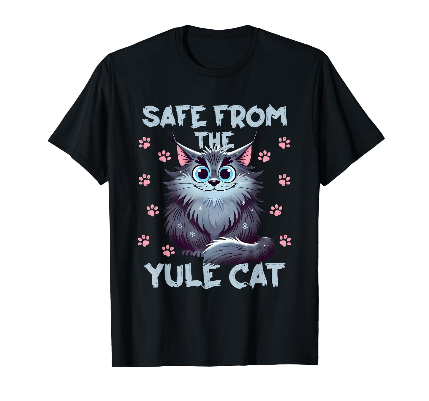 Safe From the Yule Cat Jolakotturinn Icelanic Folklore T-Shirt for Men Women Kids