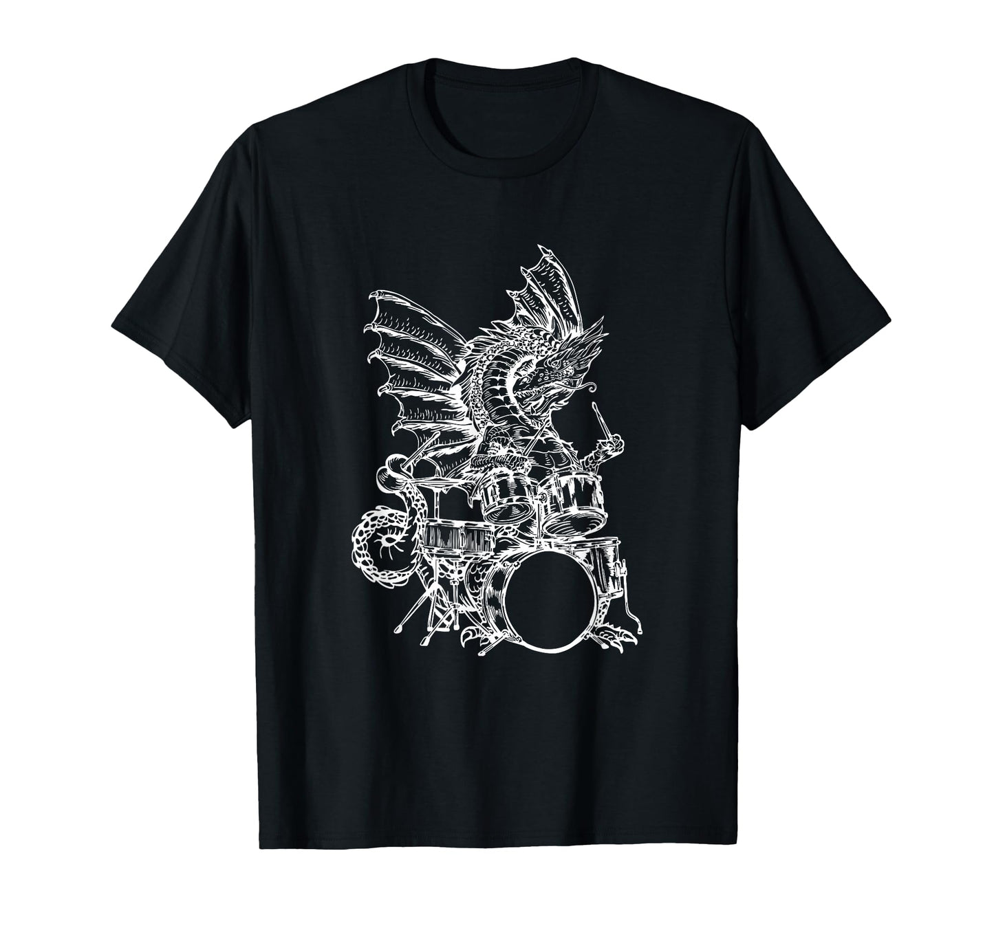 Dragon Playing Drums Animal Funny Drummer Rock Musician T-Shirt