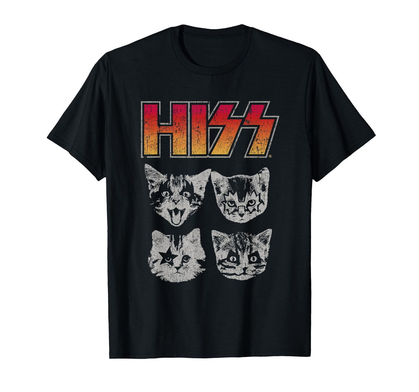 HISS Cat Funny Cats Kittens Rock Music Cat Lover Hiss T-Shirt, Black