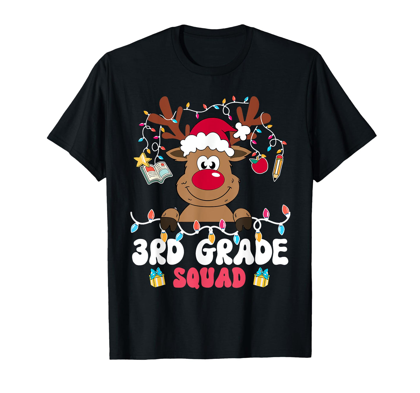 3rd Grade Squad Reindeer Christmas Third Grade Teacher Xmas T-Shirt