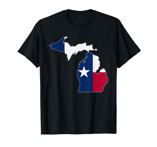 MICHIGAN STATE MAP TEXAS TX Flag Roots Men Women Gift T-Shirt
