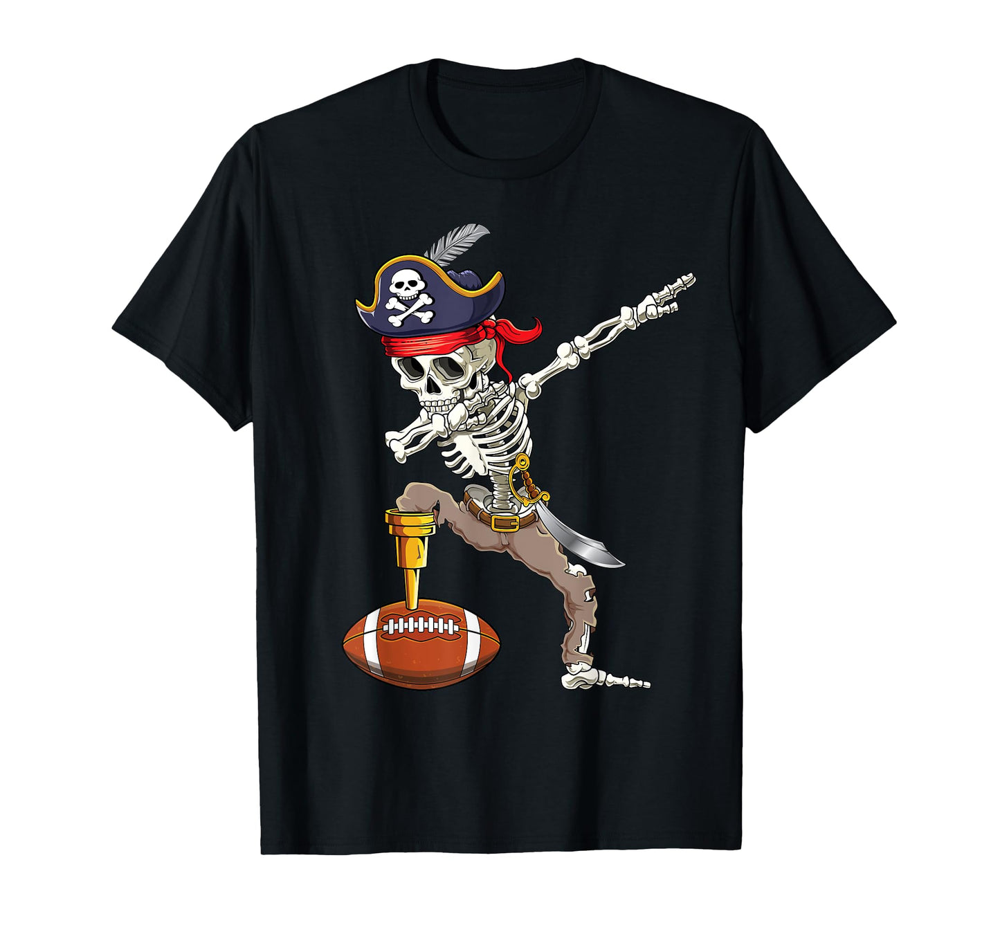 Dab Skeleton Shirt Dabbing Skeleton Pirate Football Shirt T-Shirt