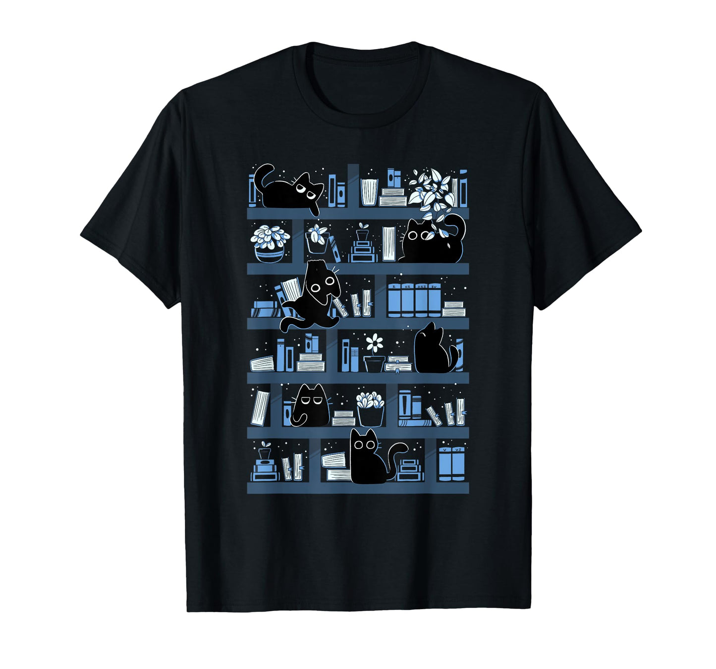 Purrfect Library Cats On A Bookshelf Cute Book Reader T-Shirt