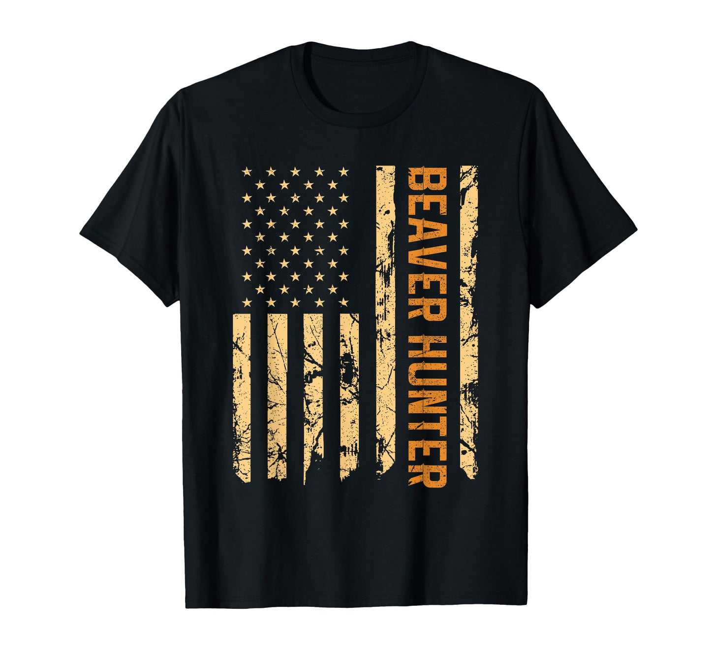 Beaver Hunting American Flag Vintage Patriotic Beaver Hunter T-Shirt